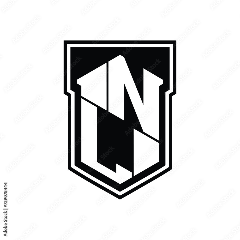 NL Logo monogram hexagon geometric up and down inside shield isolated style design template NL Logo monogram hexagon geometric up and down inside shield isolated style design template