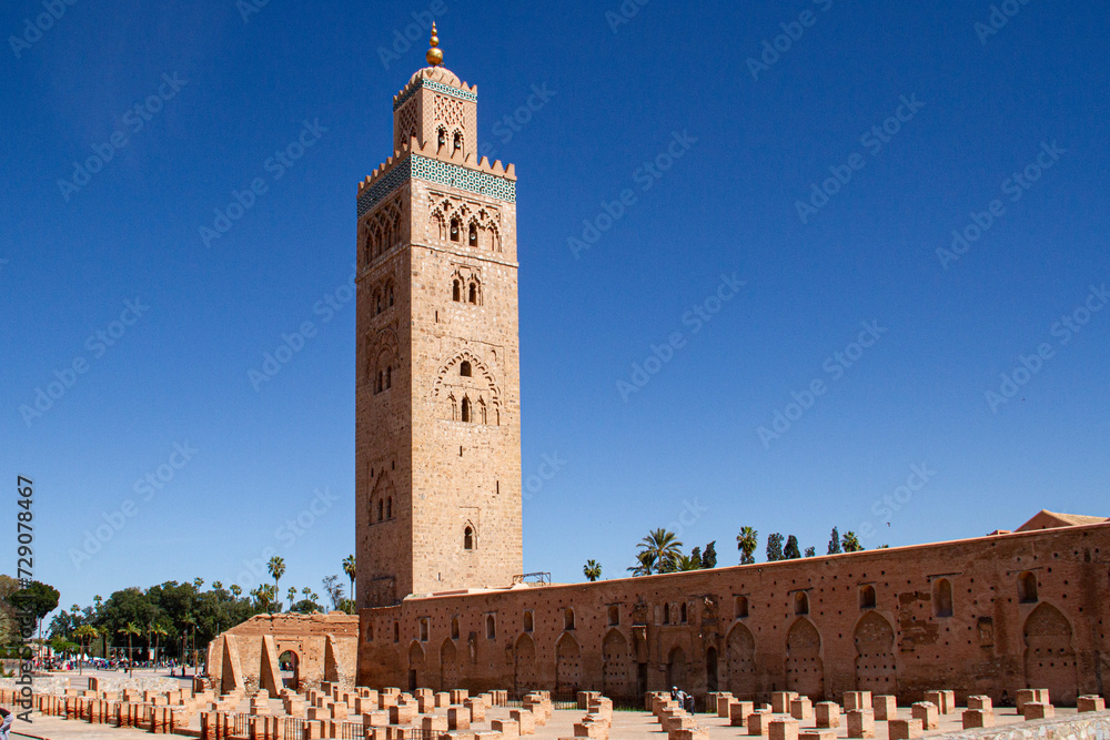 Minaret, in the  city of Marrakech, Morocco
