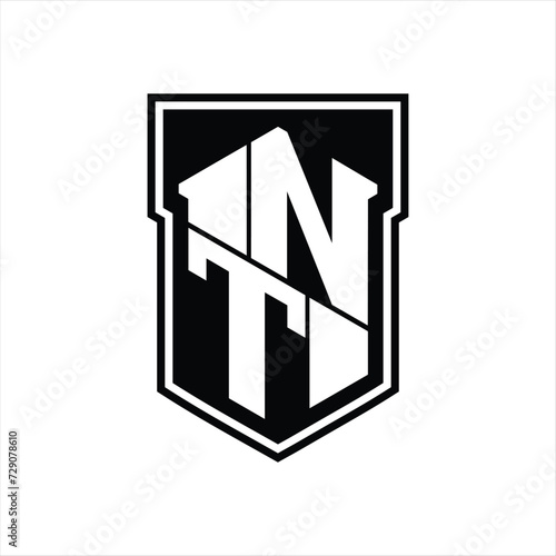 NT Logo monogram hexagon geometric up and down inside shield isolated style design template