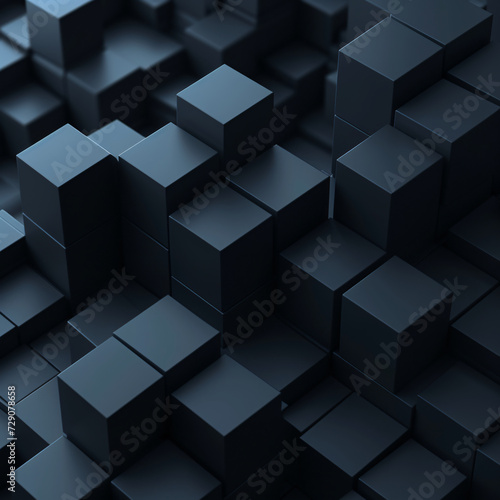 Matrix of black boxes creating a seamless, textured surface with a three-dimensional effect.