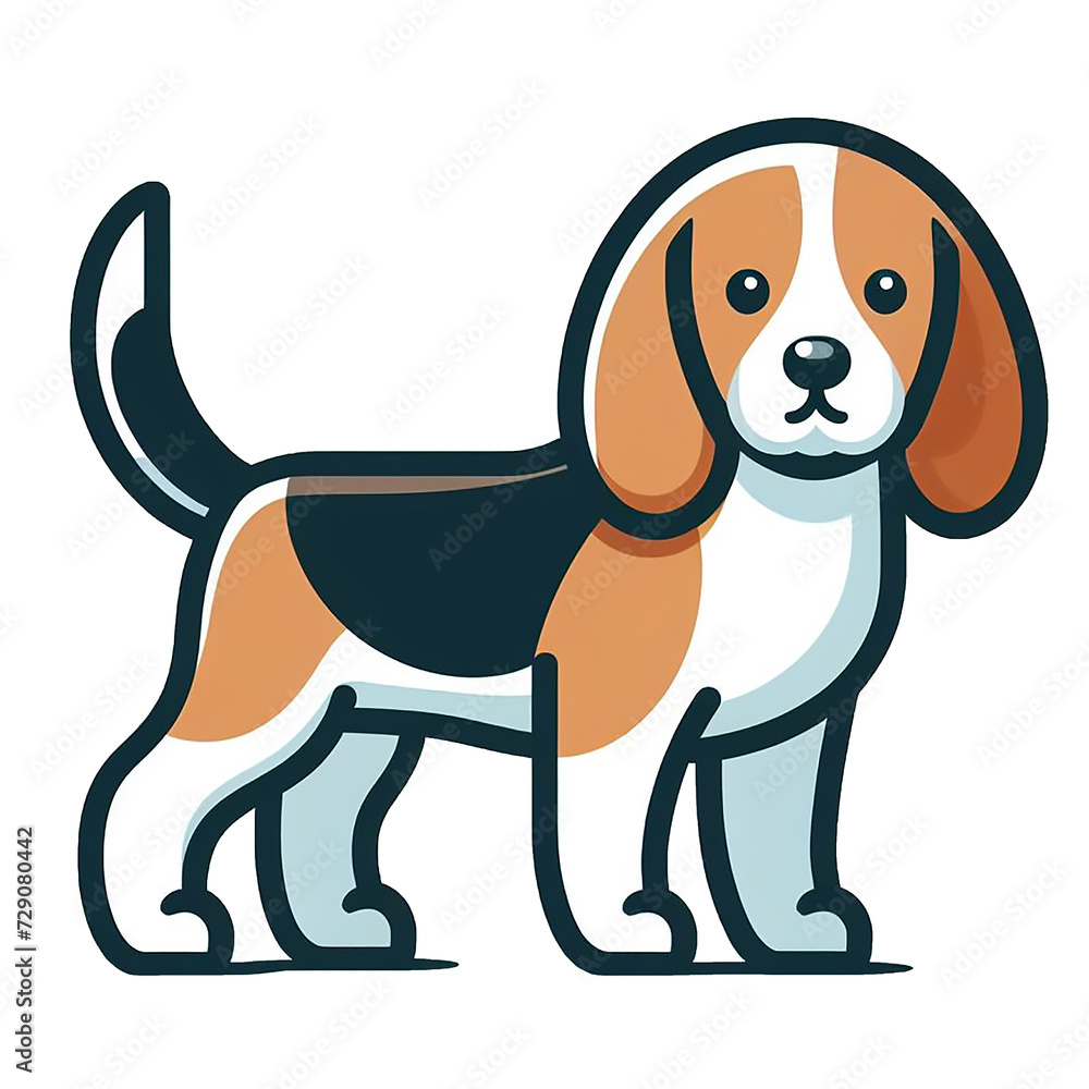Cute Beagle Dog logo, cartoon style, isolated