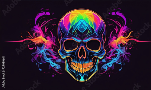 skull logo colorful graffiti with black background