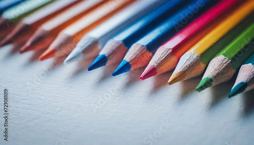 Aligned colored pencils