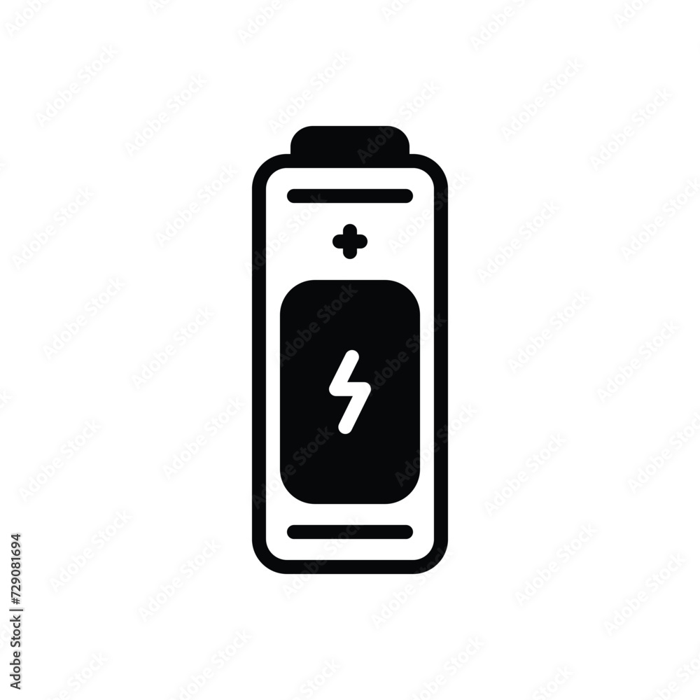 Black solid icon for battery Black solid icon for battery