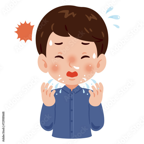 くしゃみをする男性