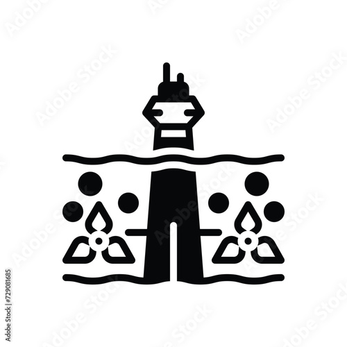 Black solid icon for tidal power