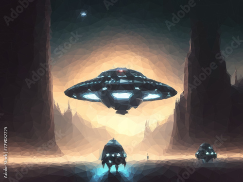 Alien Spaceship, Vector ill...