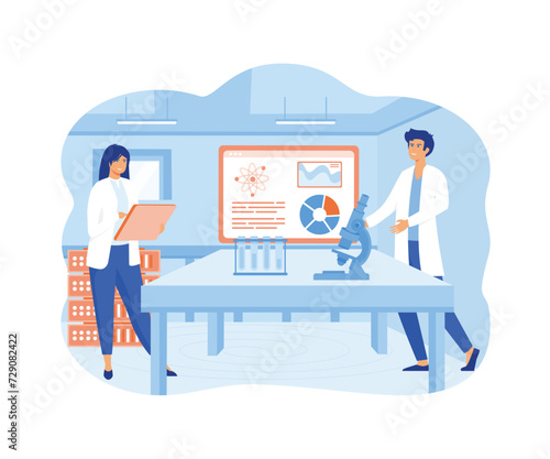 Business data analysis research and Data Scientist concept.  flat vector modern illustration 