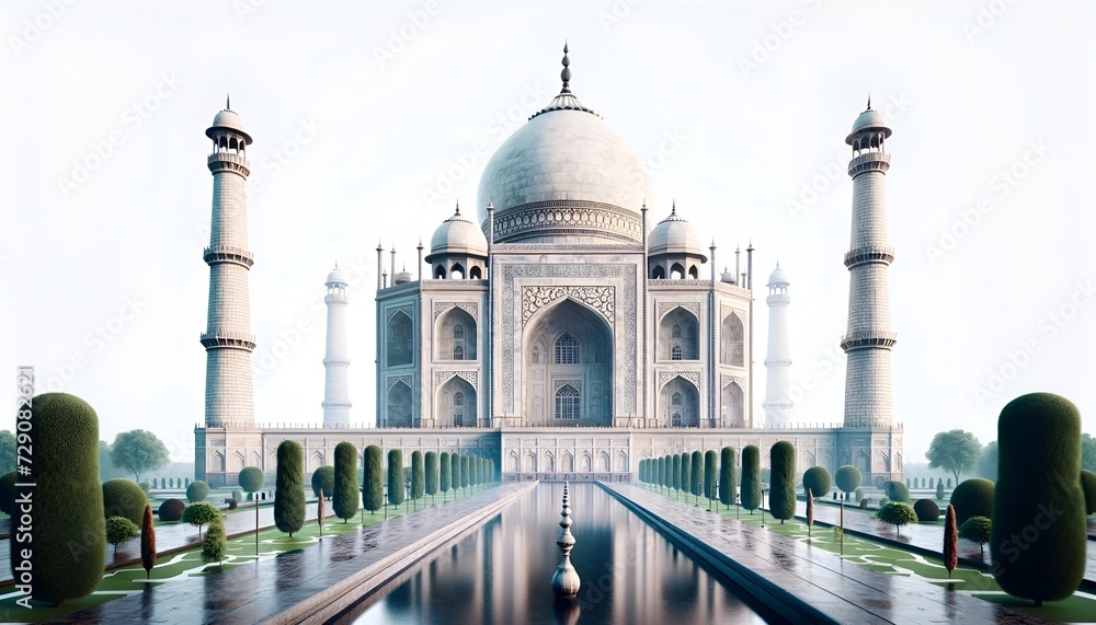 Fototapeta premium Beautiful taj mahal on white background.