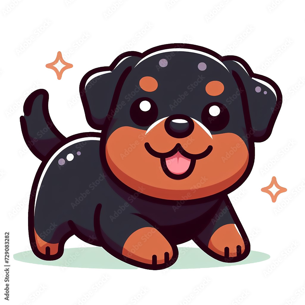 Obraz premium Rottweiler dog cartoon logo, isolated on white.