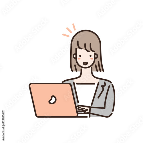 パソコンを使っているビジネスパーソンのイラスト