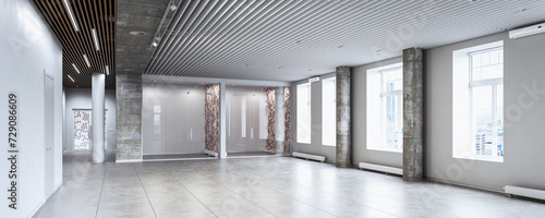 Office in Design: Empty Open Office Area - panoramic 3d visualization