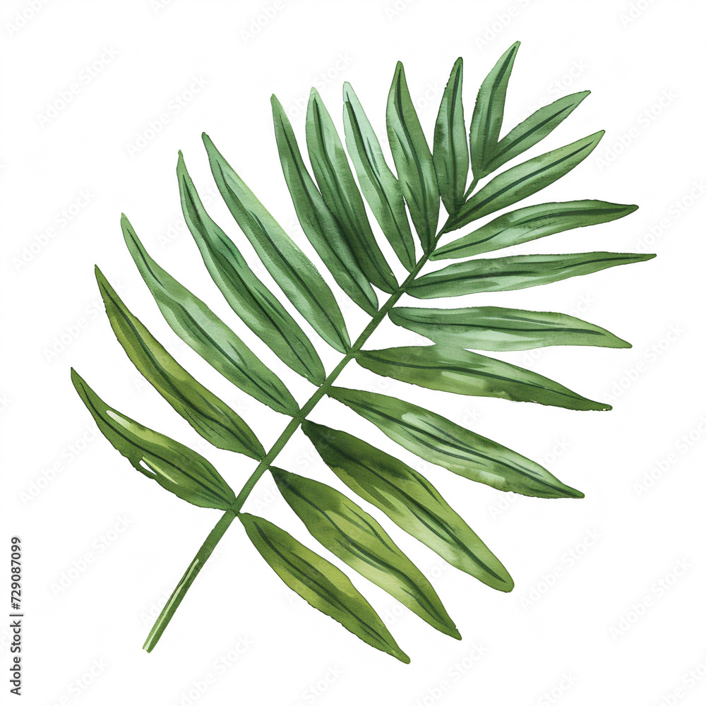 Areca Palm leave of the plants in watercolor style Handawn illustration Areca Palm leave of the plants in watercolor style Handawn illustration