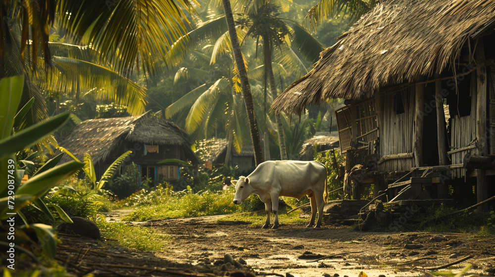 Fototapeta premium Asian village in jungle.