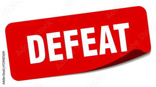 defeat sticker. defeat label