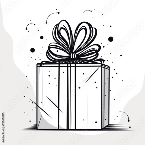 black and white gift box illustration