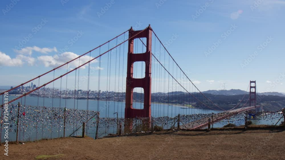 The Padlocks of Love in Close Proximity to the Golden Gate Bridge, San Francisco, California - Wide Shot The Padlocks of Love in Close Proximity to the Golden Gate Bridge, San Francisco, California - Wide Shot
