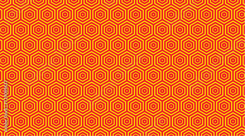 Poligonal Red And Yellow Outline Seamless Pattern Design