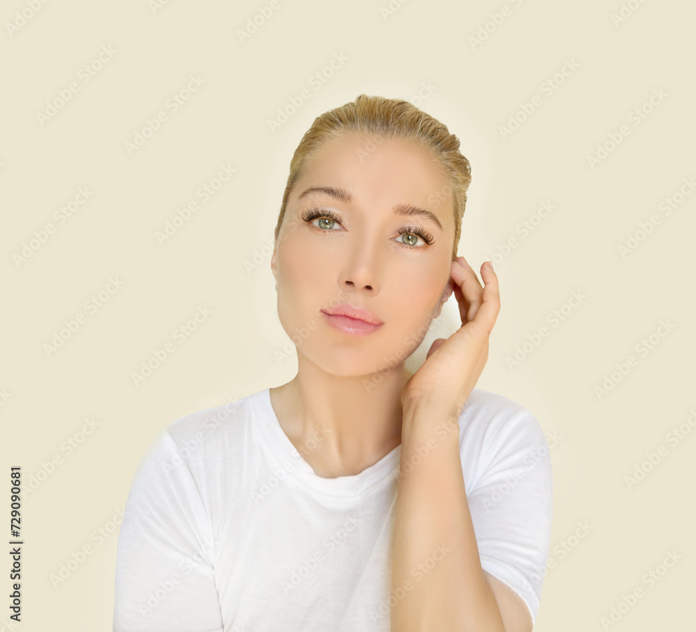 Shot of a beautiful woman.Middle aged woman portrait, cosmetology concept Shot of a beautiful woman.Middle aged woman portrait, cosmetology concept