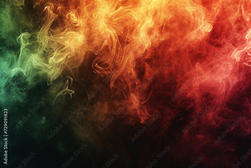 Fototapeta premium Vibrant abstract smoke in various hues on dark backdrop.
