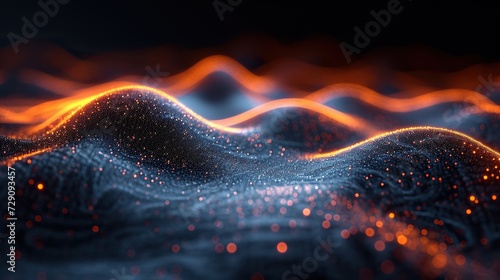 Abstract sound waves ripple across a sleek surface photo