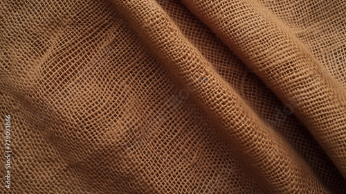 Close-up texture of brown burlap fabric with natural, coarse weave, suitable for backgrounds or craft concepts