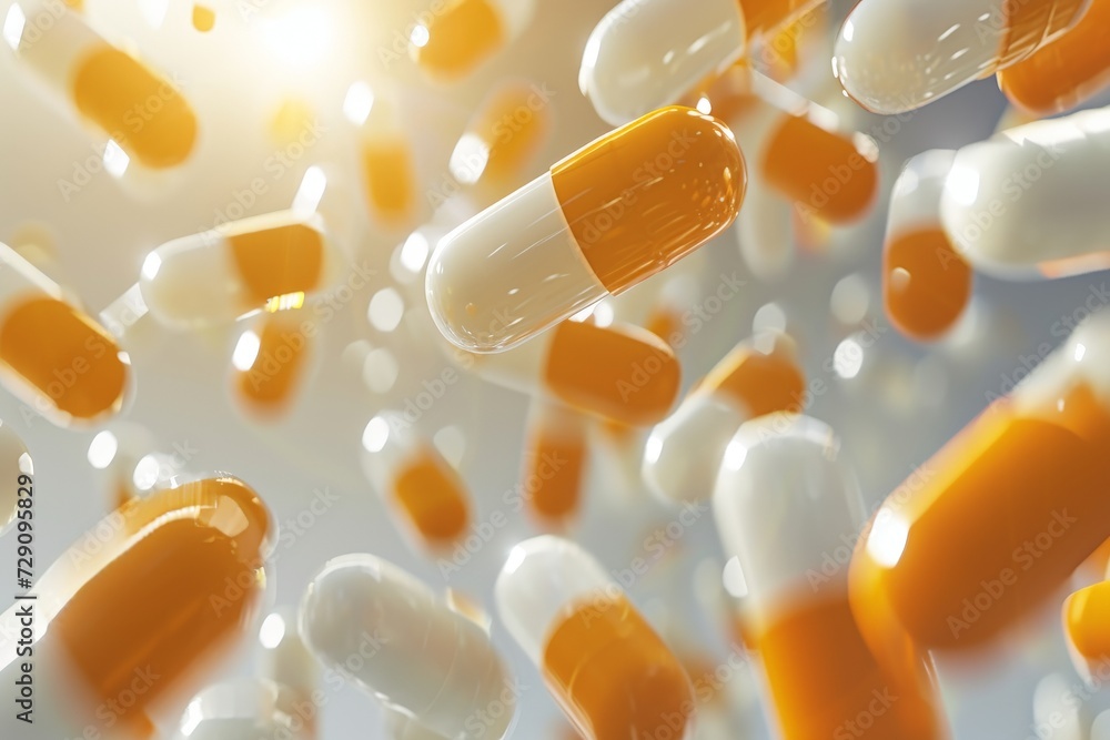 Medicine pharmaceuticals healthcare, healthy flying pills capsules ...