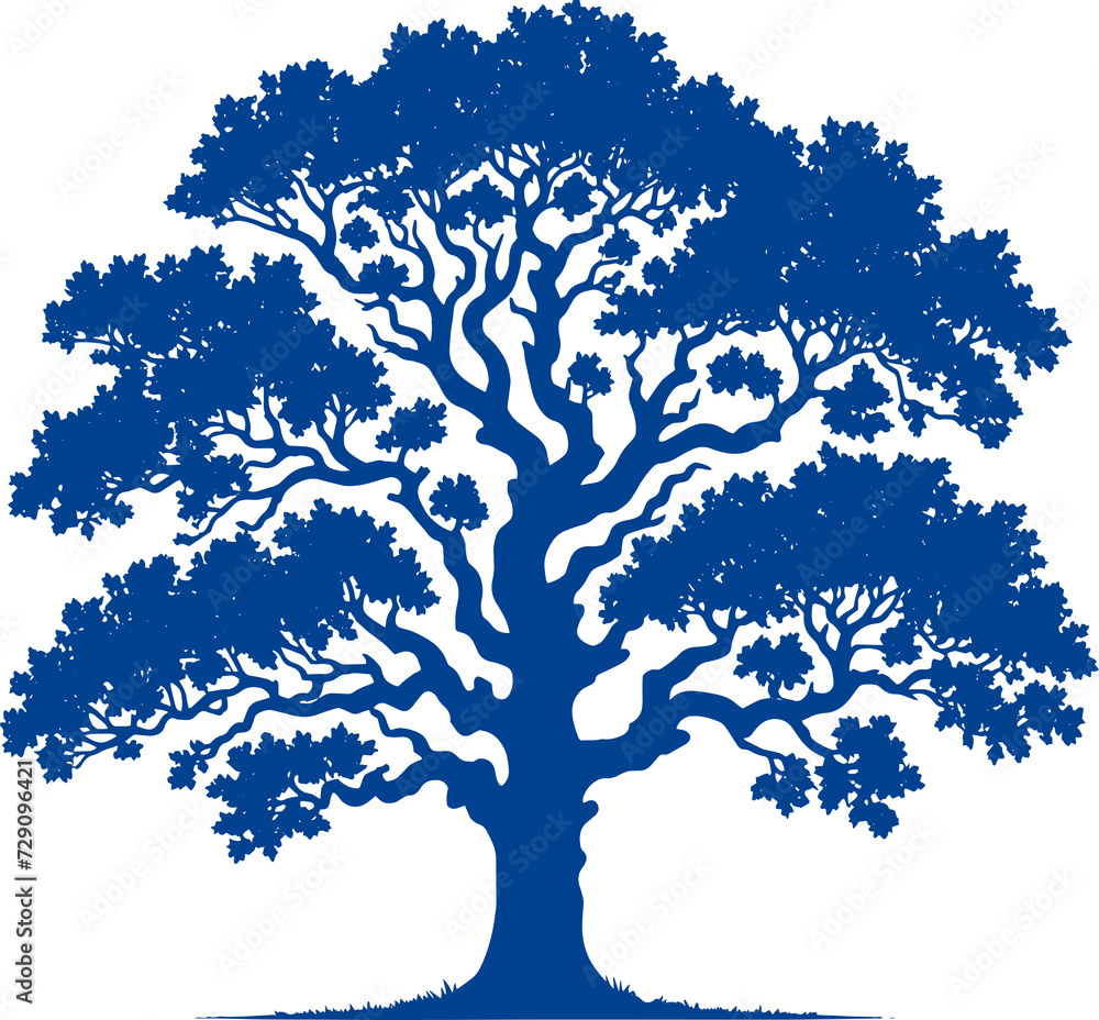 Obraz premium silhouette tree of oak, simple, iconic, logo, digital and print for using