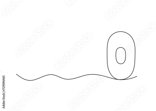 Number zero, continuous one line drawing. Black hand drawn single minimalist line isolated number. Vector line figure