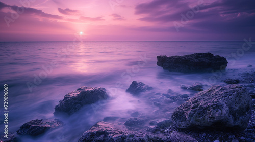 Beautiful sunset on the sea, long exposure.  © Vika art