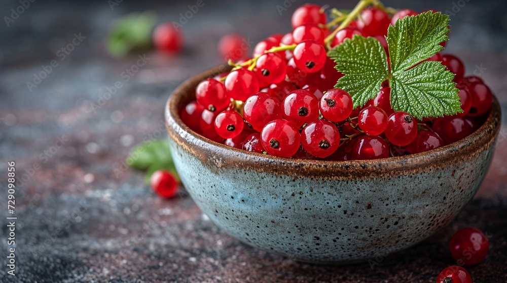 Luscious crimson currants in a circular dish up close. Premium image. Luscious crimson currants in a circular dish up close. Premium image.