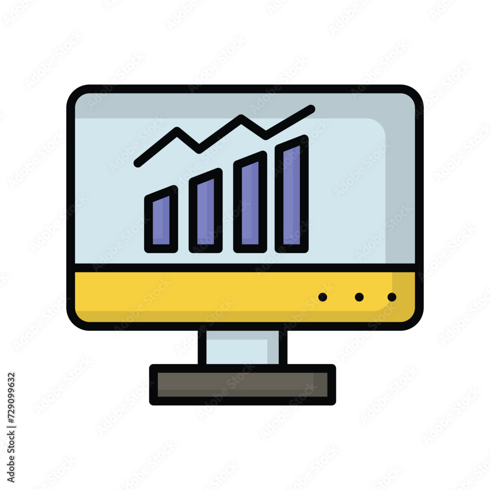 computer screen with data icon with white background vector stock illustration computer screen with data icon with white background vector stock illustration