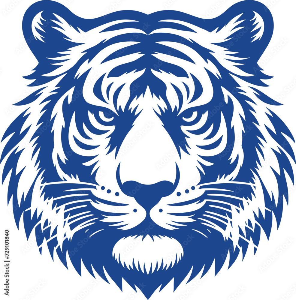 Obraz premium silhouette tiger face, wild, for digital and printed, sticker, logo, icon, simple