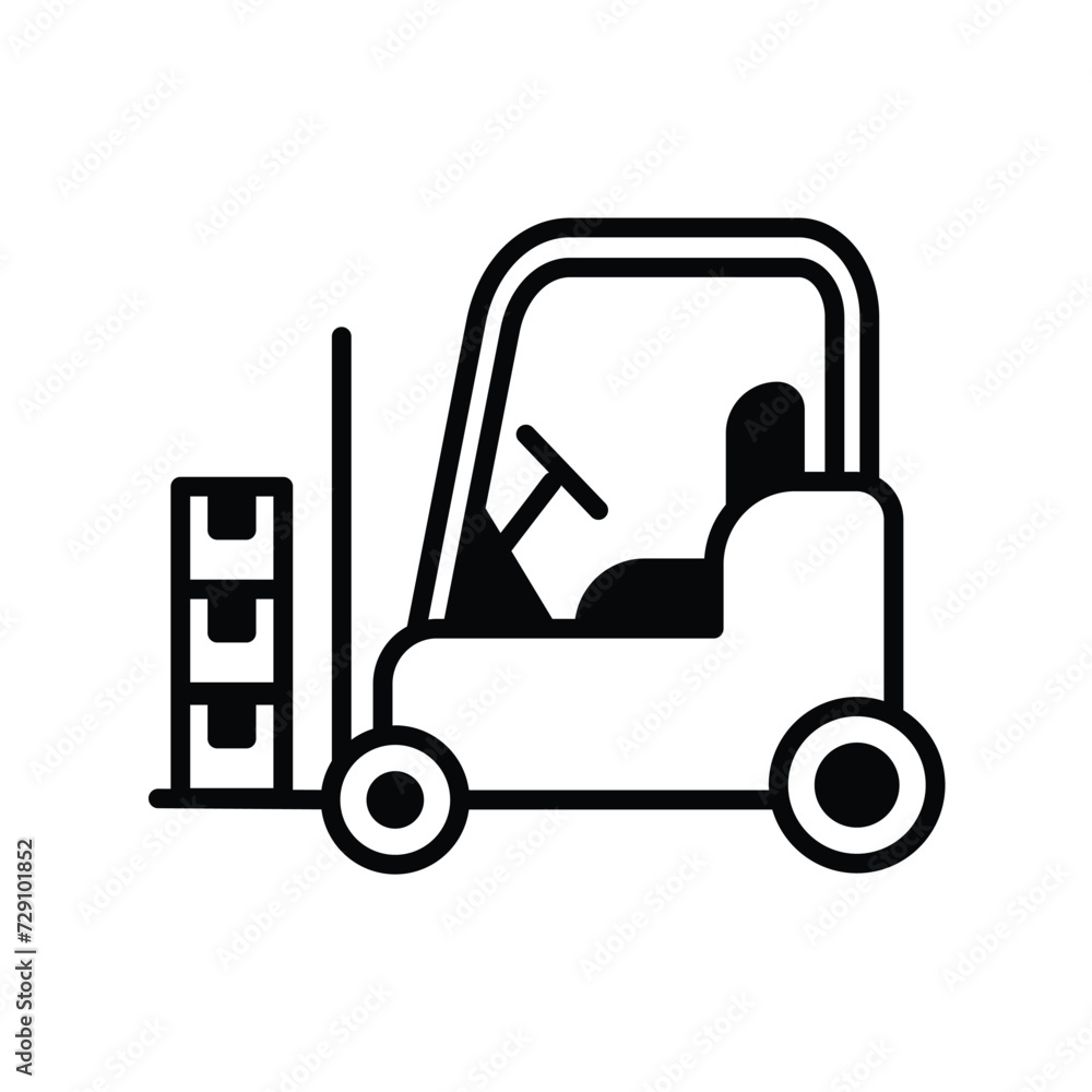 forklift icon with white background vector stock illustration