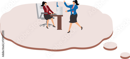 Two Businesswomen talking with a big speech bubble