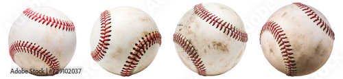 A set of baseball ball isolated on a transparent background PNG 