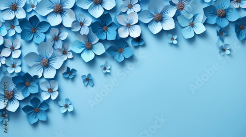 Background of blue paper flowers