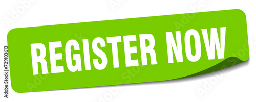 register now sticker. register now label