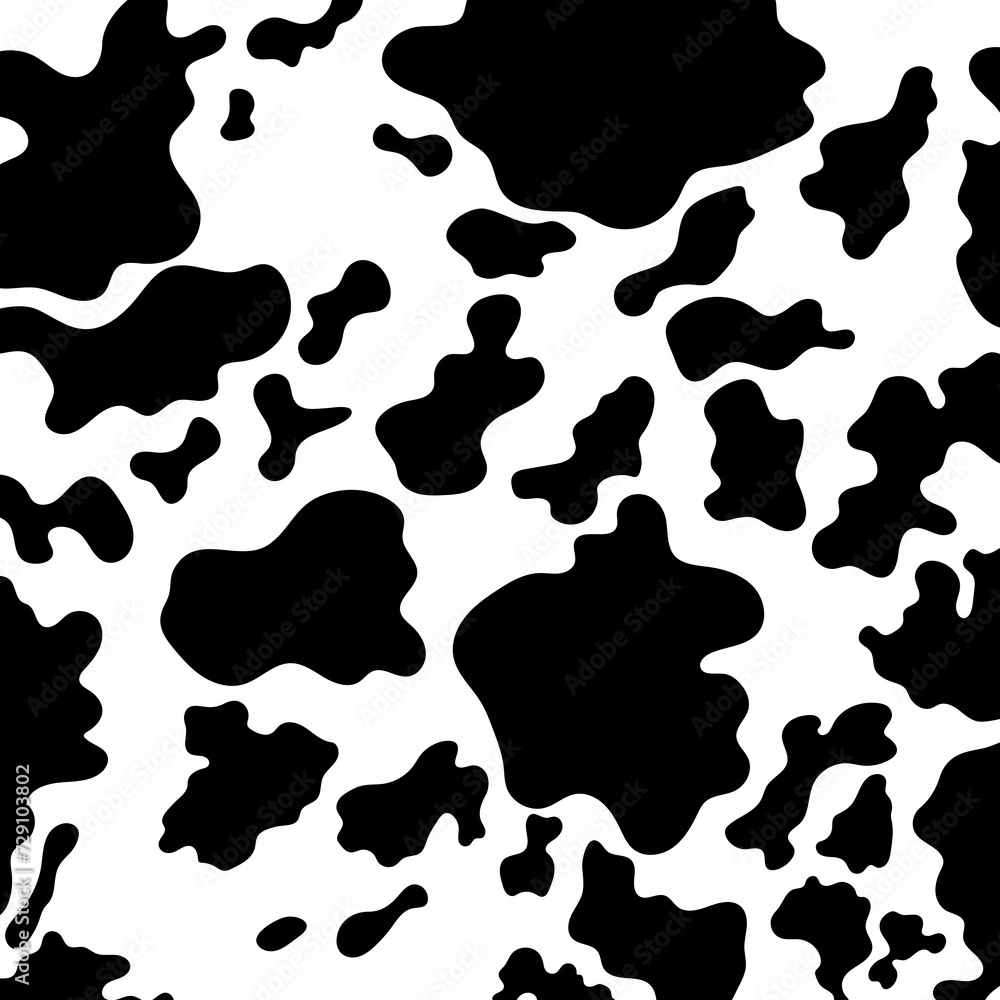 Vector black cow print pattern animal seamless. Cow skin abstract for printing, cutting, and crafts Ideal for mugs, stickers, stencils, web, cover, wall stickers, home decorate and more.