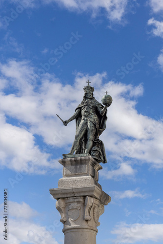 Statue of Leopold I  located on Stock Exchange Square  Trieste  Italy