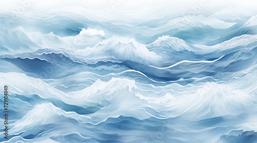 Hand drawn watercolor sea waves background with empty space for text or design elements