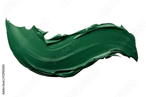 green painted color paint stroke isolated on transparent background