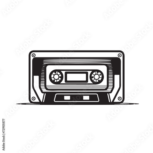 Audio cassette in cartoon  doodle style . Image for t shirt. Isolated 2d vector illustration in logo  icon  sketch style  Eps 10  black and white. AI Generative