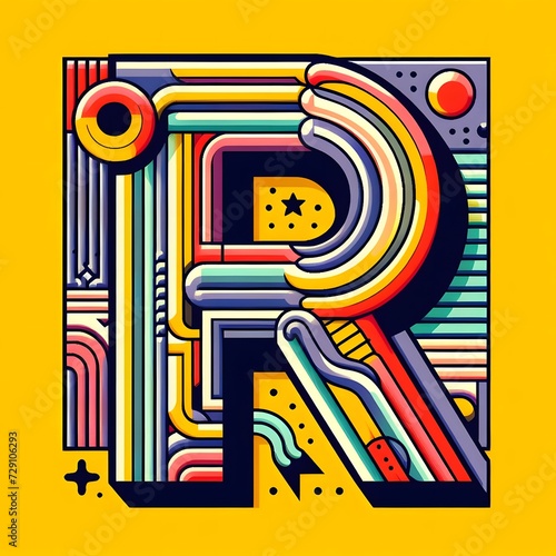 R typography  R logo ai vector illustration