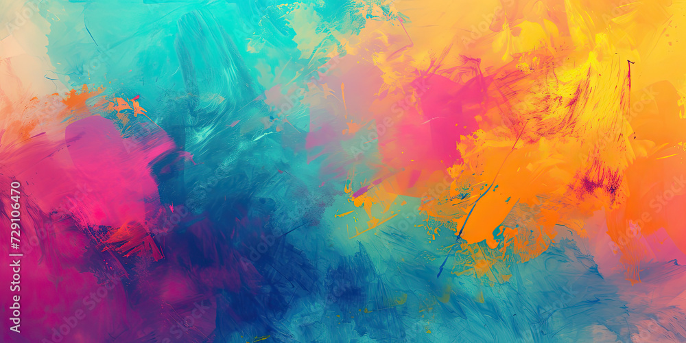 Oil paint strokes on wide canvas textured background decorating art painting illustration, generated ai Oil paint strokes on wide canvas textured background decorating art painting illustration, generated ai