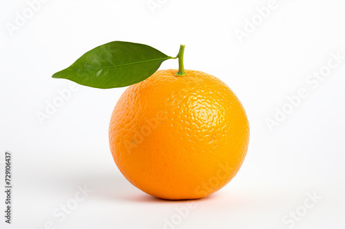 Orange fruit with orange leaves isolated on white. Clipping path.