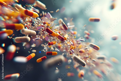 Billede på lærred Medicine pharmaceuticals Wallpaper, healthy pills and capsules ailments