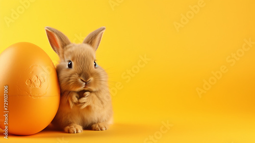 Bunny embracing yellow Easter egg © Little