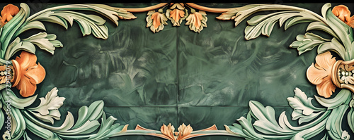 Wall decoration with a floral motif. Unusual Art Nouveau mockup.