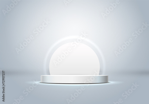 Podium on light background. Empty pedestal for award ceremony or presentation. Vector illustration. © Igor